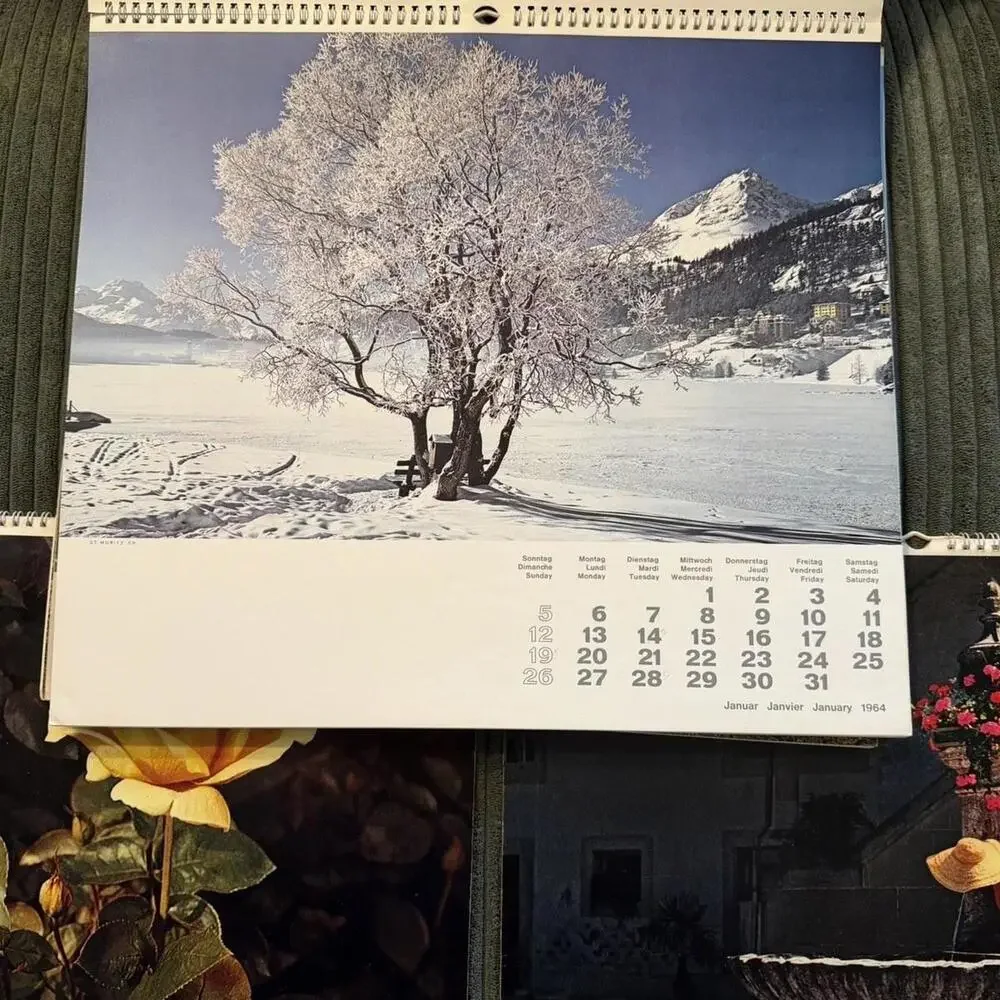 Swiss Alpine Pictorial Calendar Lot of 9 Switzerland Matterhorn Jungfrau 1960’s